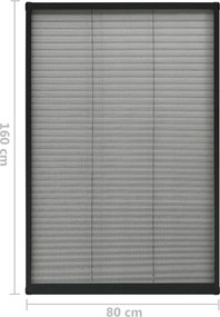 vidaXL Σήτα Παραθύρου Πλισέ Ανθρακί 80 x 160 εκ. από Αλουμίνιο