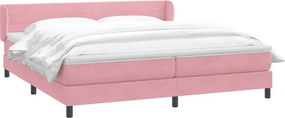 vidaXL Box Spring κρεβάτι με στρώματα ροζ 180x210 cm Βελούδινο