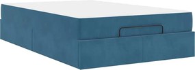 vidaXL Σκελετός κρεβατιού με στρώμα 2 pcs Μπλε Βελούδο