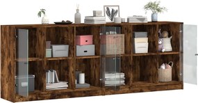 vidaXL Βιβλιοθήκη με Πόρτες Καφέ Δρυς 204x37x75 εκ. Επεξ. Ξύλο