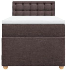 vidaXL Κρεβάτι Boxspring με Στρώμα Σκούρο Καφέ 100x200 εκ. Υφασμάτινο