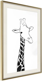 Αφίσα - Black and White Giraffe - 30x45 - Χρυσό - Με πασπαρτού