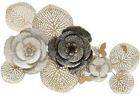 Διακοσμητικό Τοίχου Leafs 161-125-209 161-125-209 89x5x54cm Grey-Gold Μέταλλο