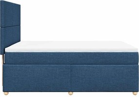 vidaXL Κρεβάτι Boxspring με Στρώμα Μπλε 140x190 εκ. Υφασμάτινο