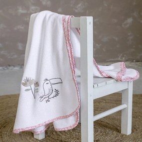 Κουβέρτα Βρεφική Πικέ Toco Toucan White-Pink Nima Αγκαλιάς 80x110cm 100% Cotton