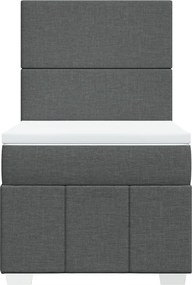 vidaXL Κρεβάτι Boxspring με Στρώμα Σκούρο Γκρι 100x200 εκ. Υφασμάτινο