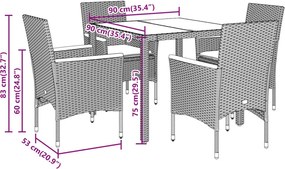 vidaXL Σετ Τραπεζαρίας Κήπου 5 τεμ. Μπεζ Συνθ. Ρατάν/Ακακίας Μαξιλάρια