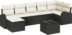 vidaXL Σετ Καναπέ Κήπου με μαξιλάρι 8 pcs Μαύρο Πολυ ράταν