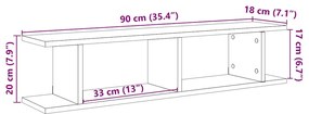 Ραφιέρες Τοίχου 2 τεμ. 90x18x20 εκ. Επεξεργασμένο Ξύλο - Μαύρο