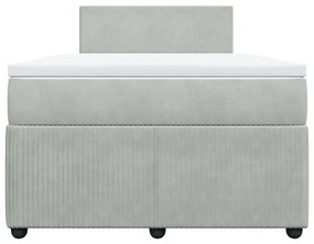 Κρεβάτι Boxspring με Στρώμα Ανοιχτό Γκρι 120x200 εκ. Βελούδινο - Γκρι