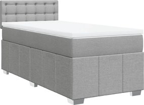 vidaXL Κρεβάτι Boxspring με Στρώμα Ανοιχτό Γκρι 90x190 εκ. Υφασμάτινο