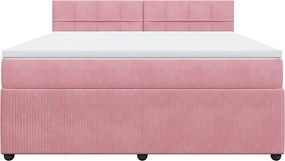 vidaXL Κρεβάτι Boxspring με Στρώμα Ροζ 180x200 εκ. Βελούδινο