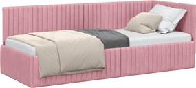 vidaXL Κρεβάτι Γωνίας Ροζ 80 x 200 cm Βελούδο