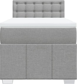 vidaXL Κρεβάτι Boxspring με Στρώμα Ανοιχτό Γκρι 100x200 εκ. Υφασμάτινο