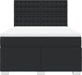 vidaXL Κρεβάτι Boxspring με Στρώμα Μαύρο 140x190εκ.από Συνθετικό Δέρμα