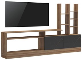 Σύνθετο σαλονιού Seruno pakoworld  oak - μαύρο μαρμάρου 170x25x100εκ