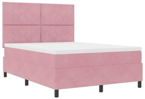 vidaXL Κρεβάτι με ελατήρια με στρώμα Ροζ 140 x 200 cm Βελούδο