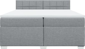 vidaXL Κρεβάτι Boxspring με Στρώμα Ανοιχτό Γκρι 200x200 εκ. Υφασμάτινο