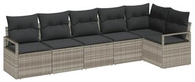 vidaXL Σετ Καναπέ Κήπου 6 pcs Ανοιχτό γκρι Πολυ rattan, βαμμένο ατσάλι