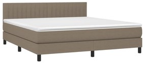 vidaXL Κρεβάτι Boxspring με Στρώμα &amp; LED Taupe 180x200 εκ. Υφασμάτινο