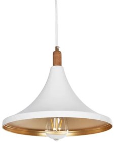 BELFRY 203-0076 Μοντέρνο Κρεμαστό Φωτιστικό Καμπάνα Μονόφωτο 1 x E27 IP20 Λεύκο &amp; Χρυσό Πλαστικό-Μ29.5 x Π29.5 x Υ2 Globostar-20 203-0076