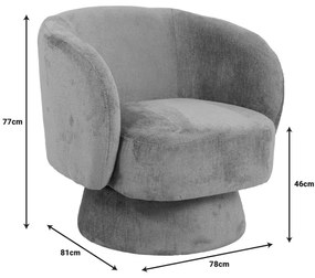 Πολυθρόνα περιστρεφόμενη Kreslo pakoworld υφασμα σε κρεμ απόχρωση 78x81x77εκ