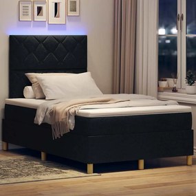 vidaXL LED Κρεβάτι με βάθρο με στρώμα Μαύρο 120 x 200 cm ύφασμα