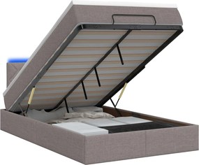 vidaXL Κρεβάτι Ottoman με Στρώμα και LED Taupe 120 x 190 cm Ύφασμα
