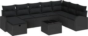 vidaXL Σετ Καναπέ Κήπου με μαξιλάρι 9 pcs Μαύρο Πολυ ράταν