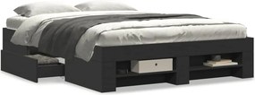 vidaXL Πλαίσιο Κρεβατιού Μαύρο 135x190 εκ. Επεξεργ. Ξύλο