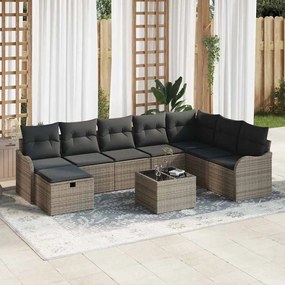 vidaXL Σετ Καναπέ Κήπου 9 pcs Γκρι 287,5 x 177,5 x 85 εκ. Πολυ ράταν