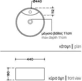 Zero White 44x44- Επιτραπέζιος νιπτήρας
