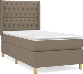 vidaXL Κρεβάτι Boxspring με Στρώμα Taupe 90x190 εκ.Υφασμάτινο