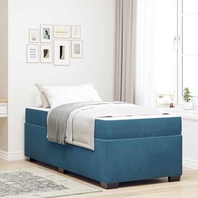 vidaXL Σκελετός Κρεβατιού Άλλο Σκούρο Μπλε 90 x 190 cm Βελούδο