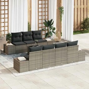 vidaXL Σετ Καναπέ Κήπου 8 pcs Γκρι Πολυ ράταν