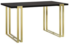 Τραπέζι Comfivo 179, Χρυσό, Μαύρο, 76x80x140cm, Επιμήκυνση, Πλαστικοποιημένη μοριοσανίδα, Μέταλλο | Epipla1.gr