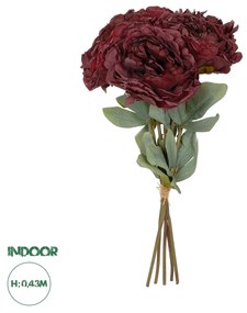 GloboStar® Artificial Garden RED PEONY FLOWER BOUQUET 21086 Τεχνητό Διακοσμητικό Μπουκέτο Κόκκινο Παιώνιας Y43cm