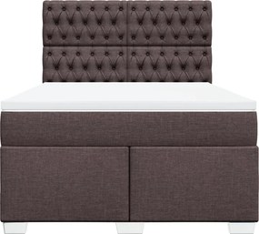 vidaXL Κρεβάτι Boxspring με Στρώμα Σκούρο Καφέ 140x200 εκ Υφασμάτινο