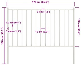 vidaXL Πάνελ Περίφραξης Λευκό 1,7x1 μ. Ατσάλι Ηλεκτρ. Βαφή + Στύλοι