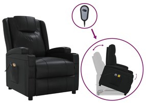vidaXL Πολυθρόνα Μασάζ με Ανύψωση Μαύρη από Συνθετικό Δέρμα
