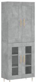 vidaXL Ντουλάπι Γκρι Σκυροδέματος 69,5x34x180 εκ. Επεξεργασμένο Ξύλο