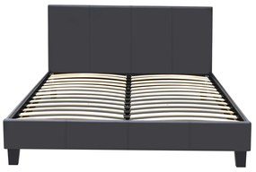 Κρεβάτι Flat Megapap από τεχνόδερμα χρώμα μαύρο ματ 140x190εκ.