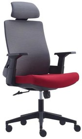 BF8900 Πολυθρόνα Γραφείου Διευθυντή, Mesh Γκρι, Ύφασμα Μπορντώ