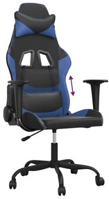 Καρέκλα Gaming Μαύρο/Μπλε από Συνθετικό Δέρμα - Μαύρο