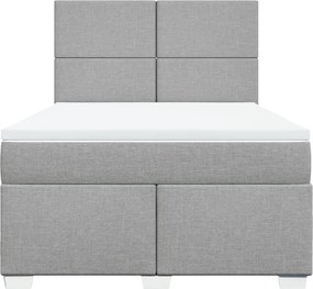vidaXL Κρεβάτι Boxspring με Στρώμα Ανοιχτό Γκρι 140x200 εκ. Υφασμάτινο