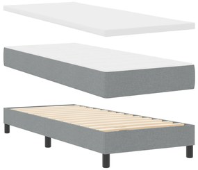 vidaXL Κρεβάτι με ελατήριο και στρώμα & LED Ανοιχτό Γκρι 80x200 cm Ύφασμα