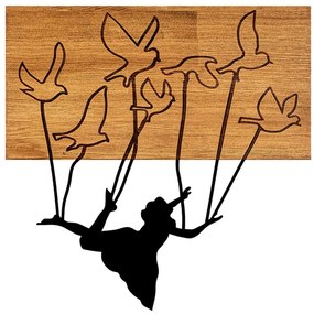 Διακοσμητικό Τοίχου 899SKL2292 58x60cm Walnut-Black Wallity Metal,Wood