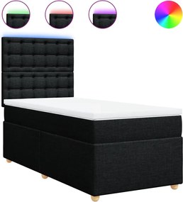 vidaXL Κρεβάτι Boxspring με Στρώμα Μαύρο 80 x 200 εκ. Υφασμάτινο