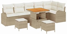 vidaXL Σετ Καναπέ Κήπου με μαξιλάρι 9 pcs Μπεζ Πολυ ράταν