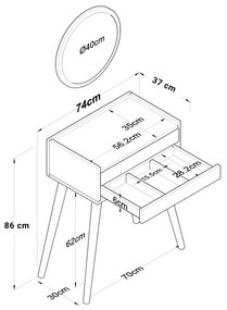 Τουαλέτα - καθρέπτης Globy pakoworld λευκό 74x37x86εκ